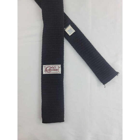 615 COLLECTION SQUARE NIT 100% COTTON NAVY BLUE TIE 52" LONG 2.25 WIDE - Picture 4 of 9